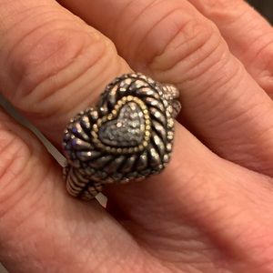 Andrea Candela diamond, silver and gold heart ring.